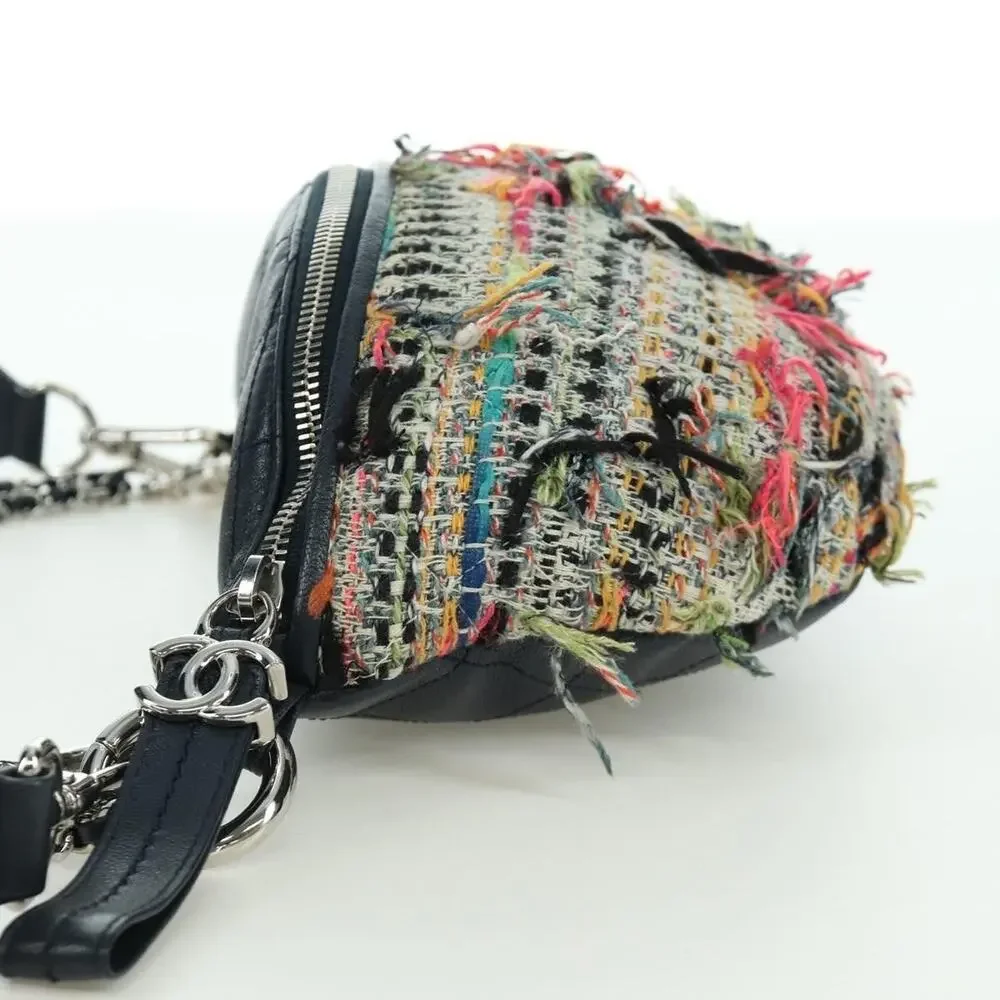 Chanel Matelasse Tweed Chain Crossbody Bag Multicolor